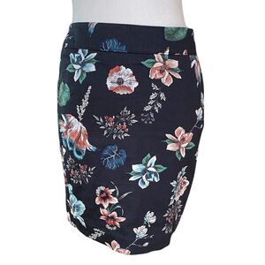 Loft Black Floral Mini Pencil Skirt